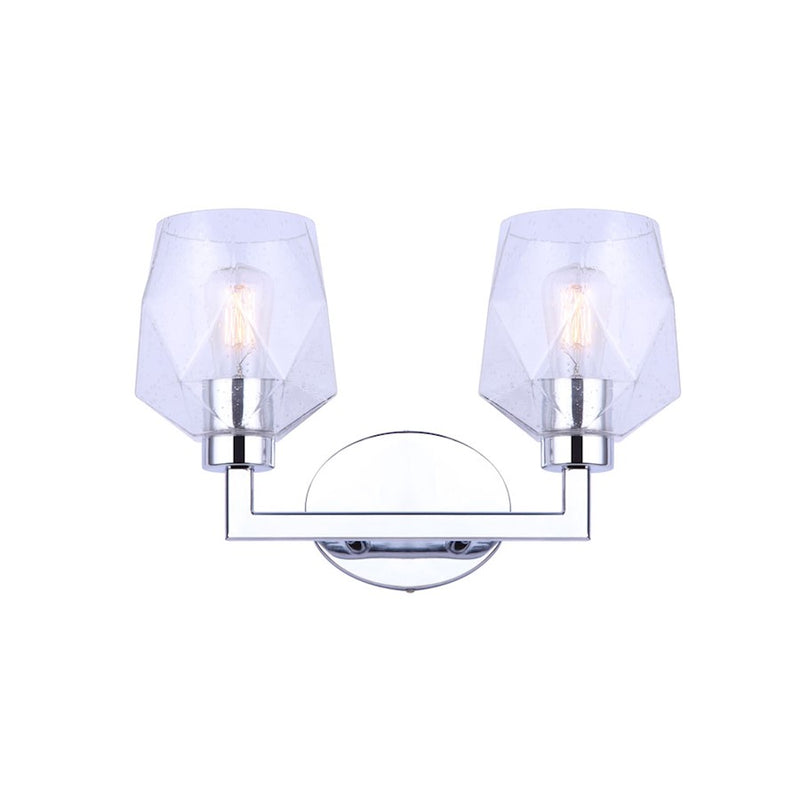 Canarm Lenci 15in 2-Light Vanity Light | Modern Chrome and Seeded Glass | Bathroom Vanity & Powder Room | 15 x 7 x 10 in | Model IVL1070A02CH