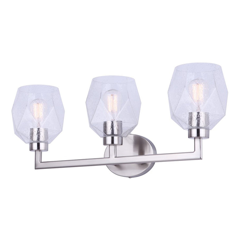 Canarm Lenci 24in 3-Light Vanity Light | Modern Brushed Nickel and Seeded Glass | Bathroom Vanity | 24 x 7 x 10 in | Model IVL1070A03BN
