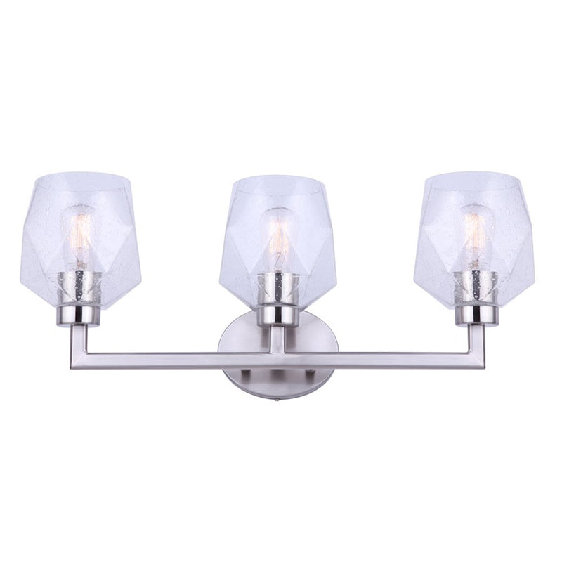Canarm Lenci 24in 3-Light Vanity Light | Modern Brushed Nickel and Seeded Glass | Bathroom Vanity | 24 x 7 x 10 in | Model IVL1070A03BN