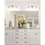 Canarm Lenci 24in 3-Light Vanity Light | Modern Brushed Nickel and Seeded Glass | Bathroom Vanity | 24 x 7 x 10 in | Model IVL1070A03BN
