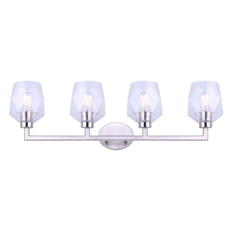Canarm Lenci 33in 4-Light Vanity Light | Modern Brushed Nickel and Seeded Glass | Bathroom Vanity | 33 x 7 x 10 in | Model IVL1070A04BN