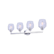 Canarm Lenci 33in 4-Light Vanity Light | Modern Chrome and Seeded Glass | Bathroom Vanity | 33 x 7 x 10 in | Model IVL1070A04CH