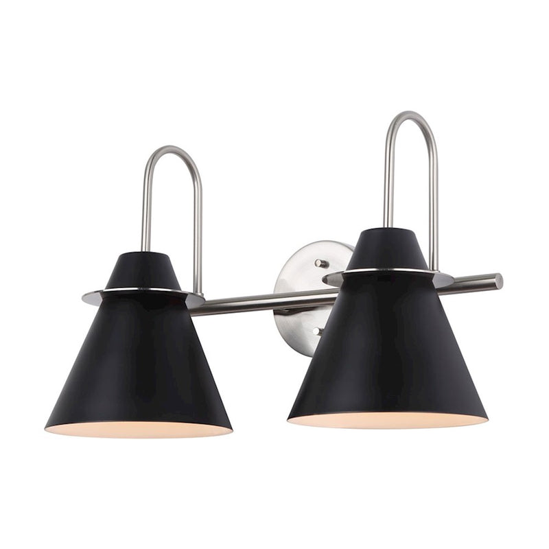 Canarm Talia 18in 2-Light Vanity Light | Modern Brushed Nickel and Matte Black Metal | Bathroom Vanity | 18 x 8 x 12 in | Model IVL1076A02BKN