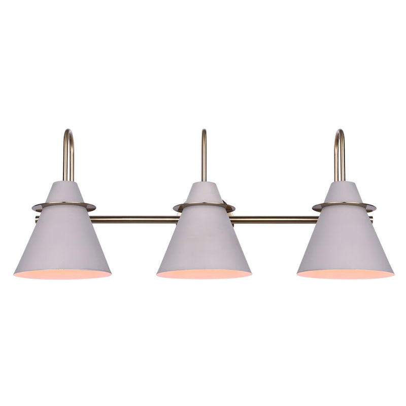 Canarm Talia 28in 3-Light Vanity | Matte Gold and Matte Grey Metal Shade | Bathroom Vanity Light | 28 x 9 x 11.75 in | Model IVL1076A03MGG