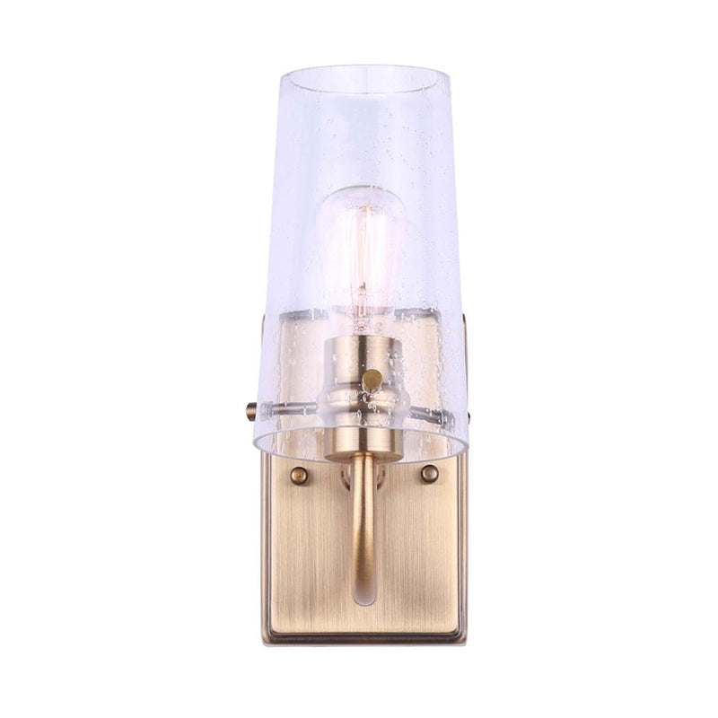 Canarm Vivien 11in 1-Light Wall Sconce | Modern Gold and Seeded Glass | Bathroom & Hallway | 4 x 7 x 11 in | Model IVL1080A01GD