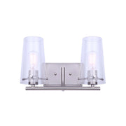 Canarm Vivien 14in 2-Light Vanity Light | Modern Brushed Nickel and Seeded Glass | Bathroom Vanity | 14 x 7 x 9 in | Model IVL1080A02BN
