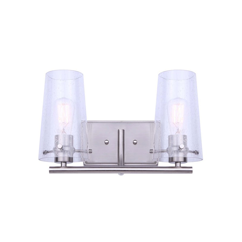 Canarm Vivien 14in 2-Light Vanity Light | Modern Brushed Nickel and Seeded Glass | Bathroom Vanity | 14 x 7 x 9 in | Model IVL1080A02BN