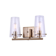 Canarm Vivien 14in 2-Light Vanity Light | Modern Gold and Seeded Glass | Bathroom Vanity | 14 x 7 x 9 in | Model IVL1080A02GD