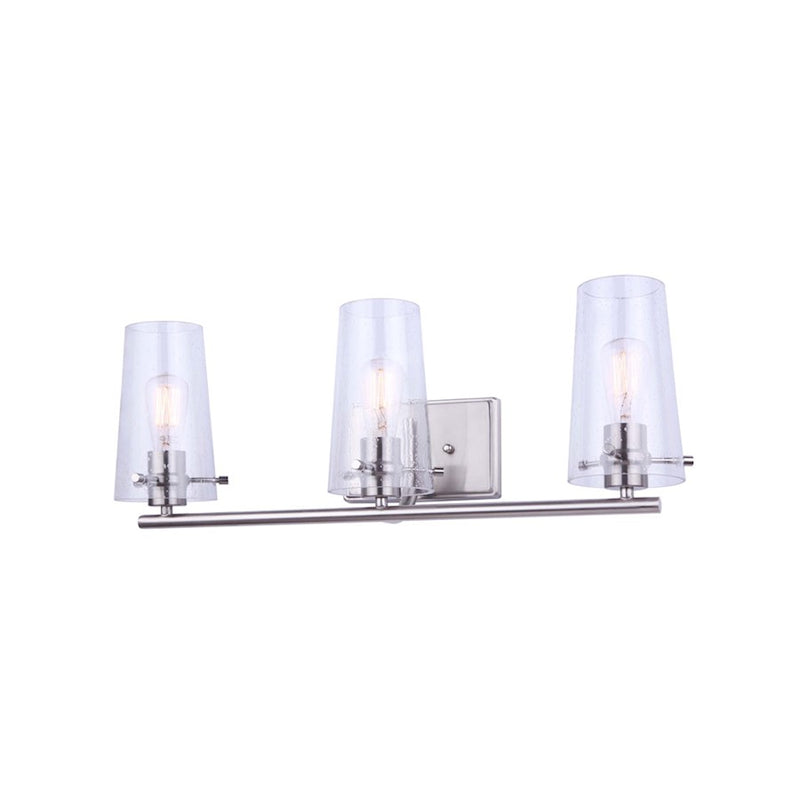 Canarm Vivien 24in 3-Light Vanity Light | Brushed Nickel and Seeded Glass | Bathroom Vanity | 24 x 7 x 9 in | Model IVL1080A03BN