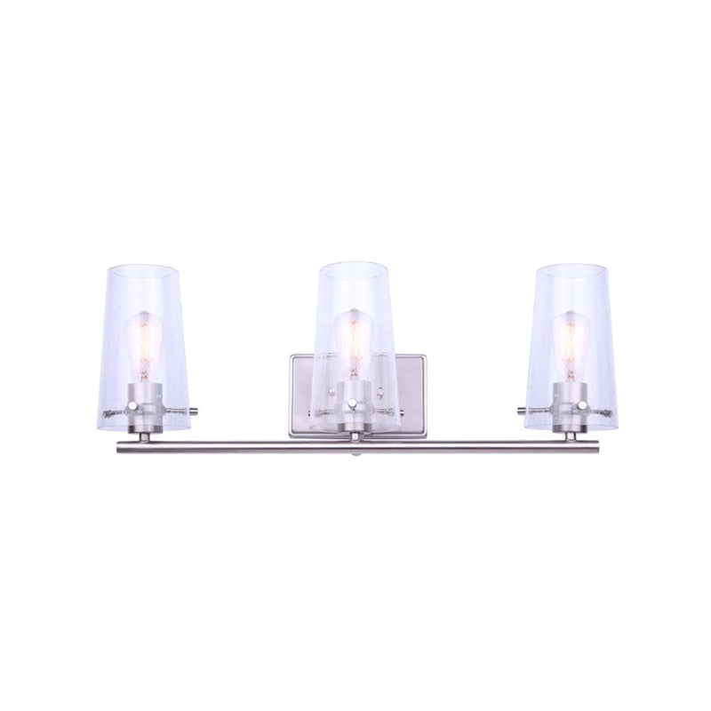 Canarm Vivien 24in 3-Light Vanity Light | Brushed Nickel and Seeded Glass | Bathroom Vanity | 24 x 7 x 9 in | Model IVL1080A03BN