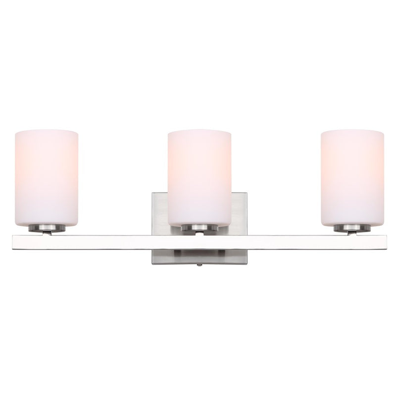 Canarm Jae 23in 3-Light Vanity Light | Modern Brushed Nickel and Flat Opal Glass | Bathroom & Powder Room | 23 x 6 x 8 in | Model IVL1093A03BN