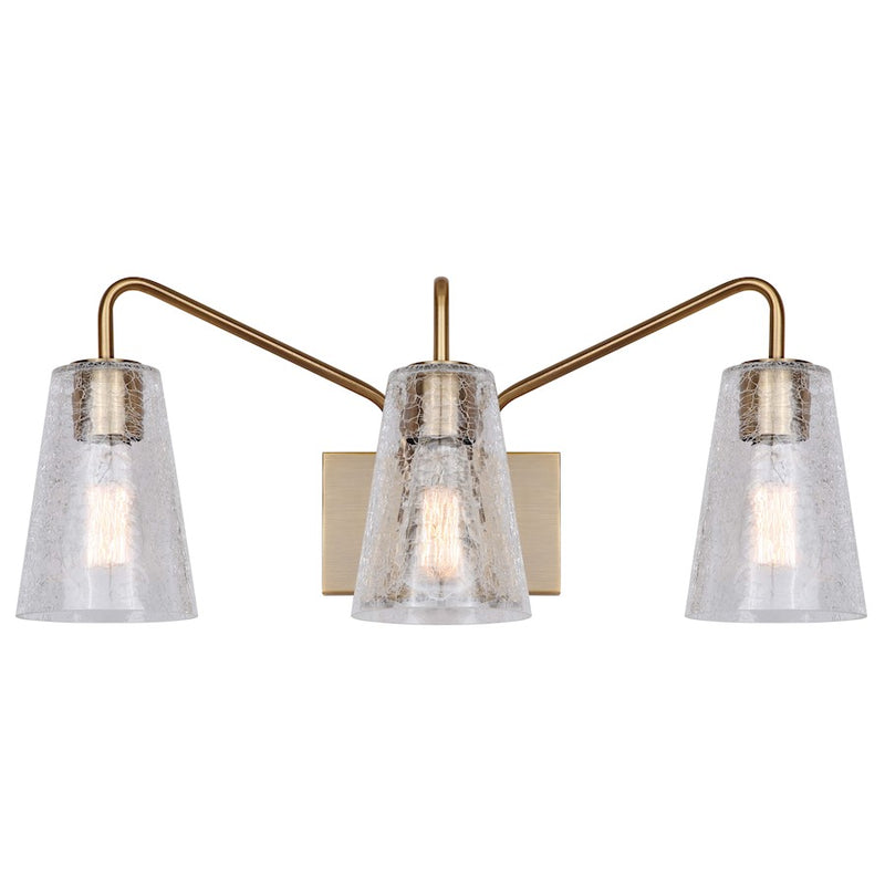Canarm Everly 24in 3-Light Vanity | Gold and Crackle Glass | Bathroom Vanity Light | 24 x 7.5 x 10.25 in | Model IVL1100A03GD
