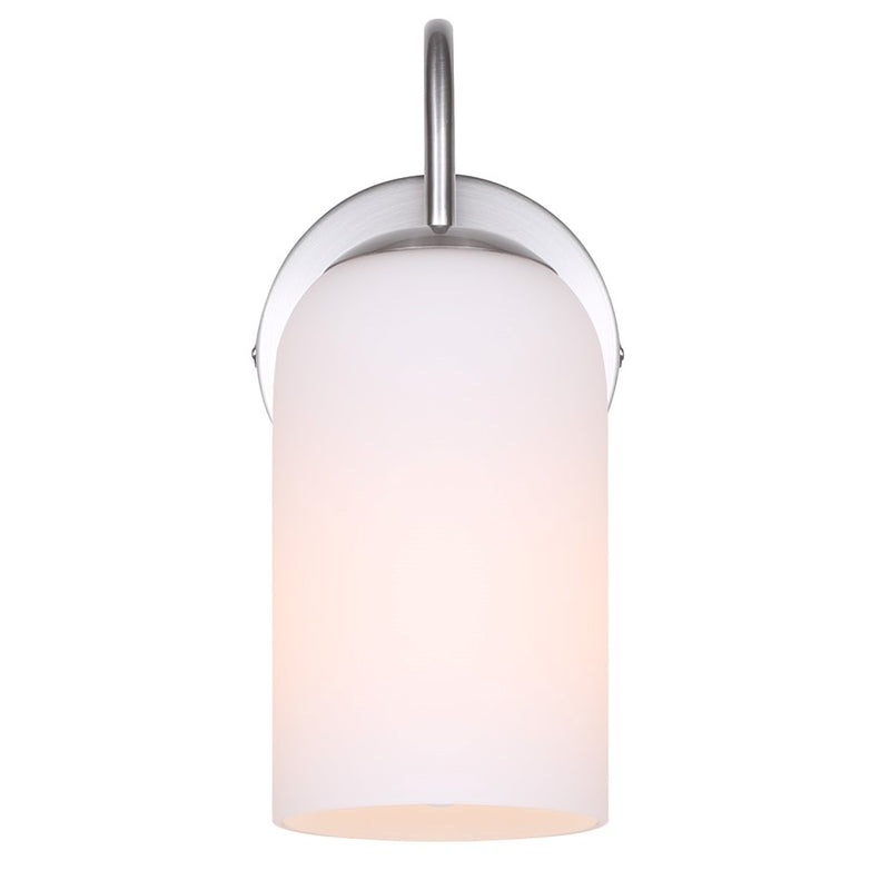 Canarm Novalee 6.5in 1-Light Vanity Light | Modern Brushed Nickel and Opal Glass | Bathroom & Powder Room | 6.5 x 4.75 x 10 in | Model IVL1130A01BN