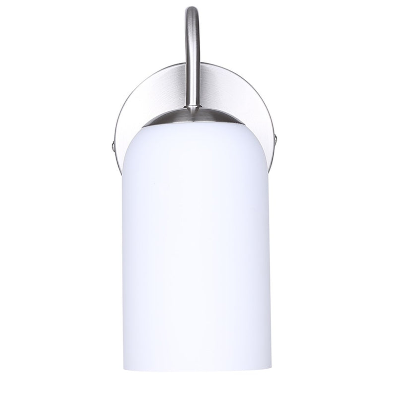 Canarm Novalee 6.5in 1-Light Vanity Light | Modern Brushed Nickel and Opal Glass | Bathroom & Powder Room | 6.5 x 4.75 x 10 in | Model IVL1130A01BN