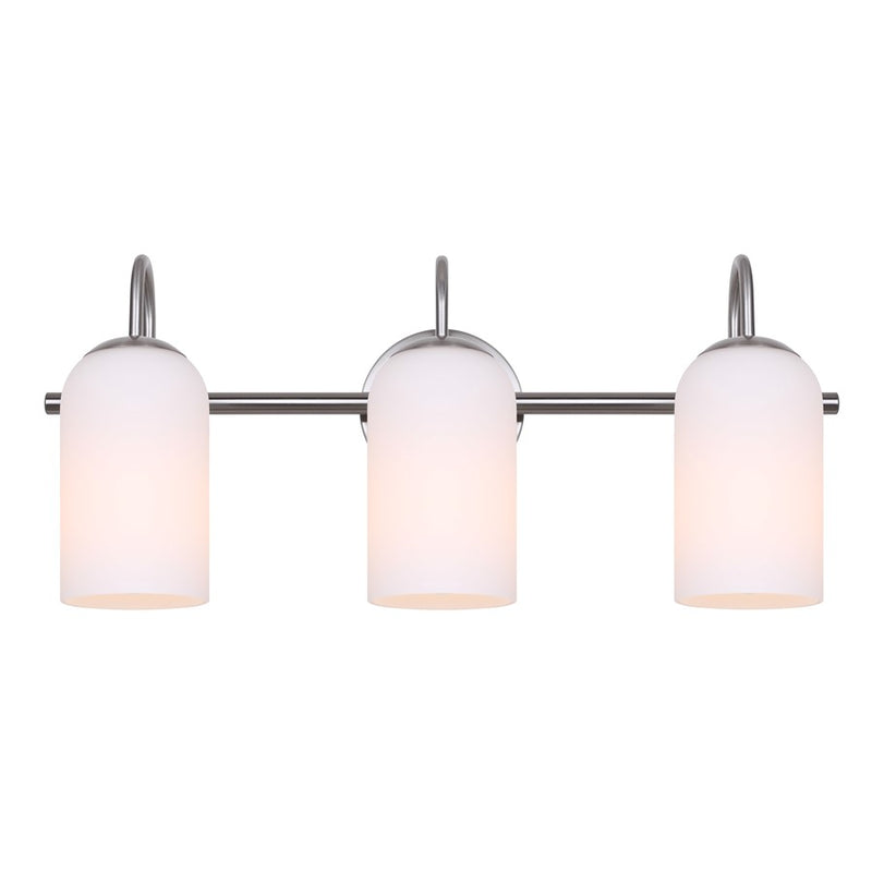 Canarm Novalee 22in 3-Light Vanity | Brushed Nickel and Opal Glass | Bathroom & Powder Room | 22 x 6.5 x 9.75 in | Model IVL1130A03BN