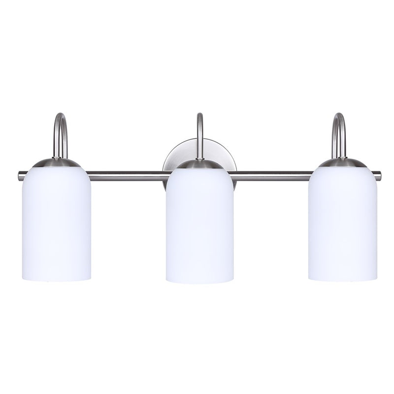 Canarm Novalee 22in 3-Light Vanity | Brushed Nickel and Opal Glass | Bathroom & Powder Room | 22 x 6.5 x 9.75 in | Model IVL1130A03BN