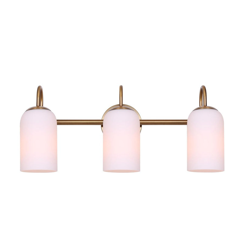 Canarm Novalee 22in 3-Light Vanity | Gold and Opal Glass | Bathroom & Powder Room | 22 x 6.5 x 9.75 in | Model IVL1130A03GD