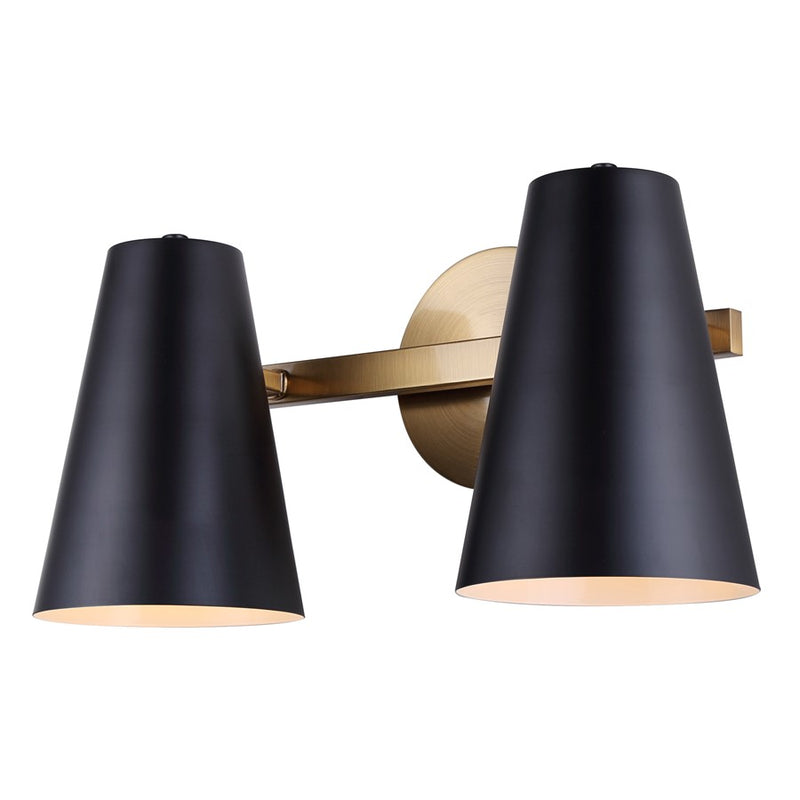Canarm Harken 2 Light Vanity, Matte Black/Gold