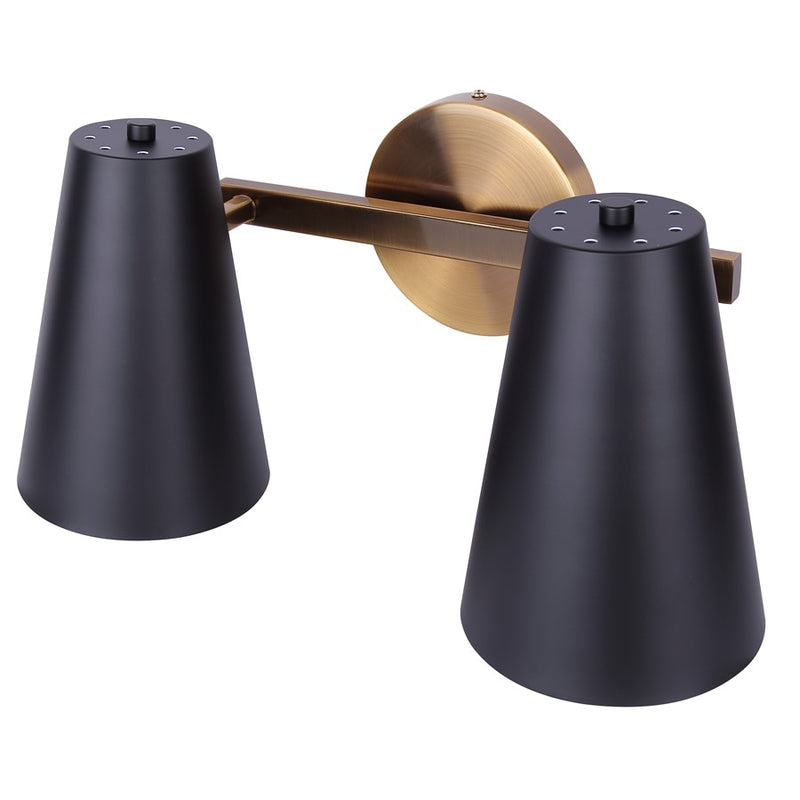 Canarm Harken 2 Light Vanity, Matte Black/Gold