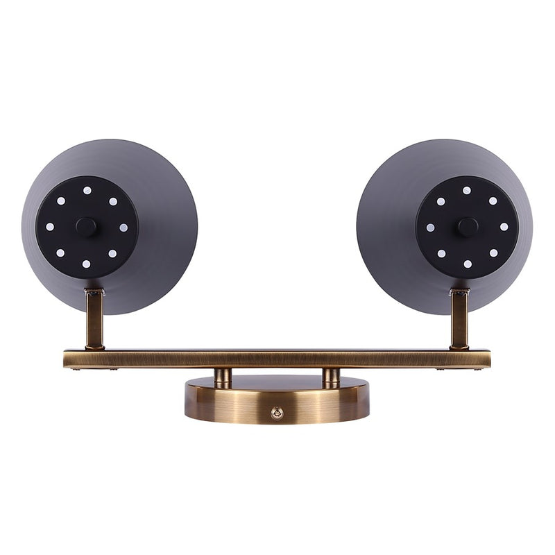 Canarm Harken 15.5in 2-Light Vanity | Matte Black and Gold Metal | Bathroom & Powder Room | 15.5 x 7.75 x 7.75 in | Model IVL1145A02BKG