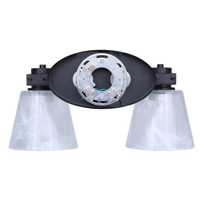 Canarm Luelle 16in 2-Light Vanity Light | Modern Matte Black and Alabaster Glass | Bathroom & Powder Room | 16 x 8 x 8 in | Model IVL1151A02BK