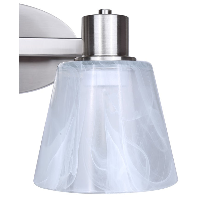 Canarm Luelle 16in 2-Light Vanity Light | Modern Brushed Nickel and Alabaster Glass | Bathroom & Powder Room | 16 x 8 x 8 in | Model IVL1151A02BN