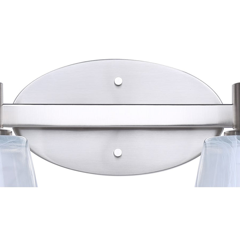 Canarm Luelle 16in 2-Light Vanity Light | Modern Brushed Nickel and Alabaster Glass | Bathroom & Powder Room | 16 x 8 x 8 in | Model IVL1151A02BN