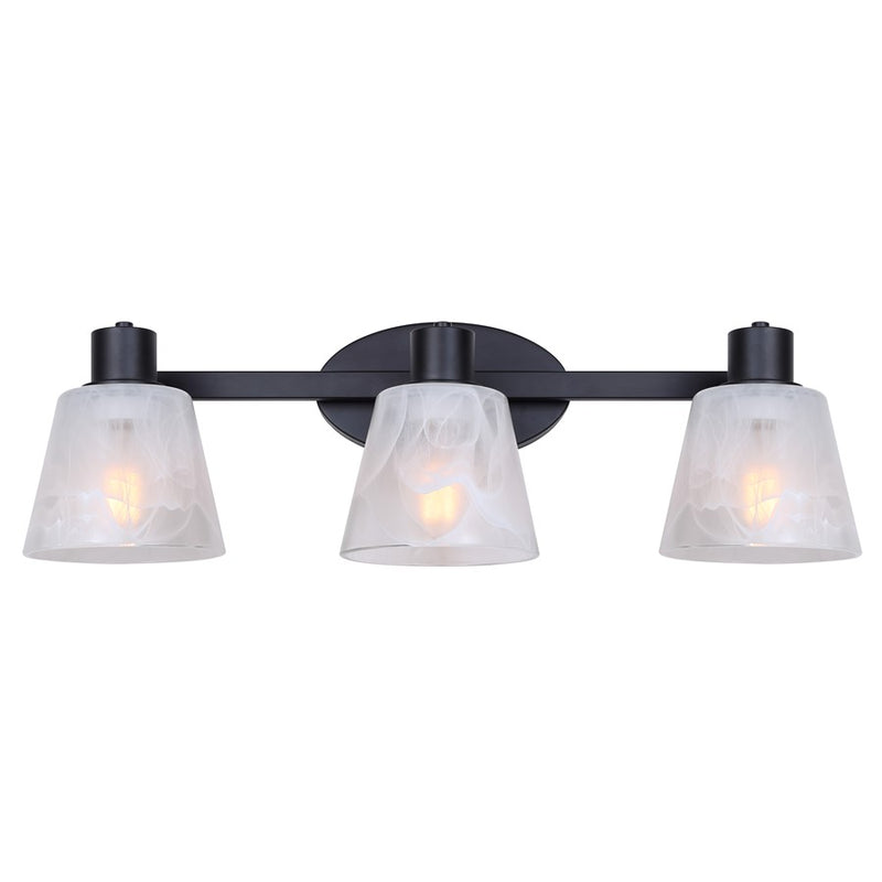Canarm Luelle 25in 3-Light Vanity Light | Modern Matte Black and Alabaster Glass | Bathroom & Powder Room | 25 x 8 x 8 in | Model IVL1151A03BK