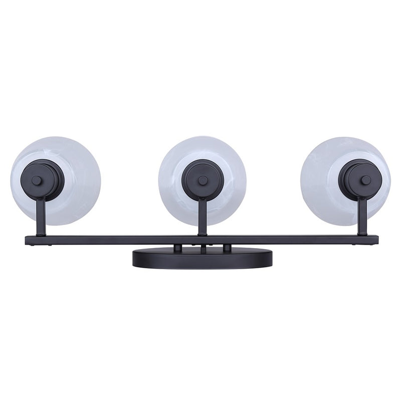 Canarm Luelle 25in 3-Light Vanity Light | Modern Matte Black and Alabaster Glass | Bathroom & Powder Room | 25 x 8 x 8 in | Model IVL1151A03BK