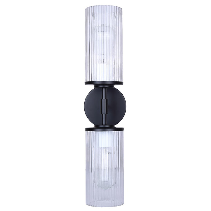 Canarm Kinslea 2 Light 6" Vanity, Black/Clear