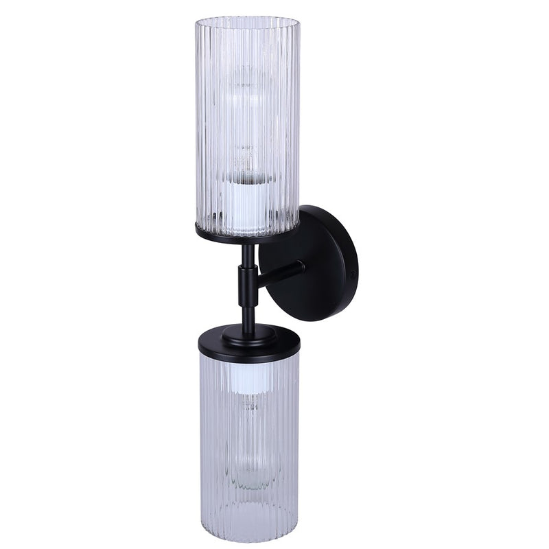 Canarm Kinslea 2 Light 6" Vanity, Black/Clear