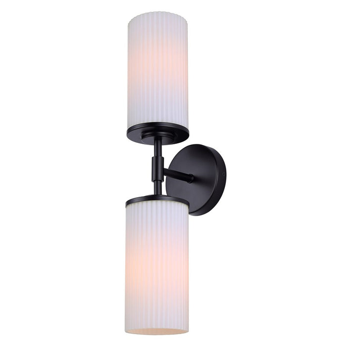 Canarm Kinslea 2 Light 6" Vanity, Black/Opal Ribbed - IVL1165A02BK-FR