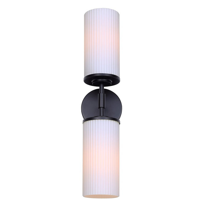 Canarm Kinslea 2 Light 6" Vanity, Black/Opal Ribbed