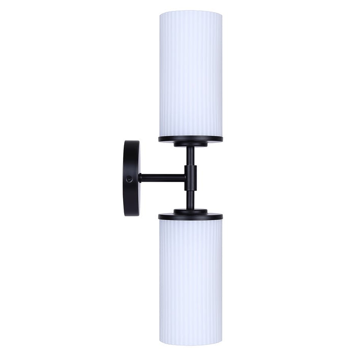 Canarm Kinslea 2 Light 6" Vanity, Black/Opal Ribbed