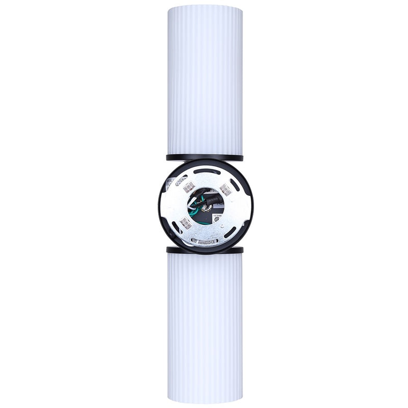 Canarm Kinslea 6in 2-Light Vanity Light | Modern Matte Black and Opal Ribbed Glass | Bathroom & Hallway | 6 x 4 x 20 in | Model IVL1165A02BK-FR