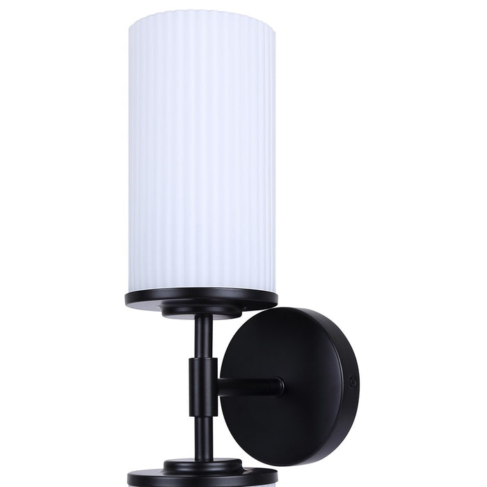 Canarm Kinslea 2 Light 6" Vanity, Black/Opal Ribbed