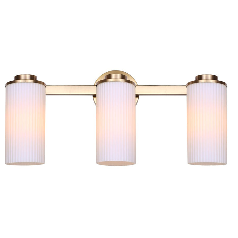Canarm Kinslea 23in 3-Light Vanity Light | Modern Gold and Opal Glass | Bathroom & Powder Room | 23 x 7 x 10 in | Model IVL1165A03GD