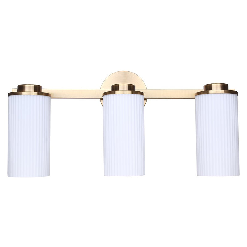Canarm Kinslea 23in 3-Light Vanity Light | Modern Gold and Opal Glass | Bathroom & Powder Room | 23 x 7 x 10 in | Model IVL1165A03GD