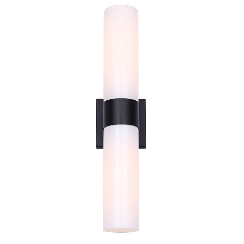Canarm Maxine 20in 2-Light Vanity Wall Light | Modern Matte Black and Opal Glass | Bathroom & Powder Room | 4.5 x 4.75 x 20 in | Model IVL1167A02BK