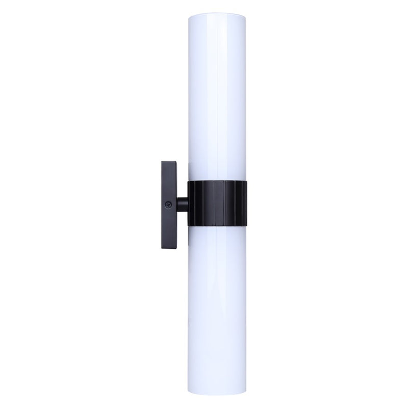 Canarm Maxine 20in 2-Light Vanity Wall Light | Modern Matte Black and Opal Glass | Bathroom & Powder Room | 4.5 x 4.75 x 20 in | Model IVL1167A02BK