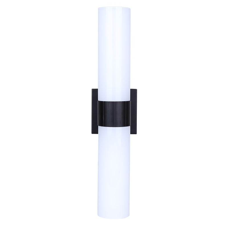 Canarm Maxine 20in 2-Light Vanity Wall Light | Modern Matte Black and Opal Glass | Bathroom & Powder Room | 4.5 x 4.75 x 20 in | Model IVL1167A02BK