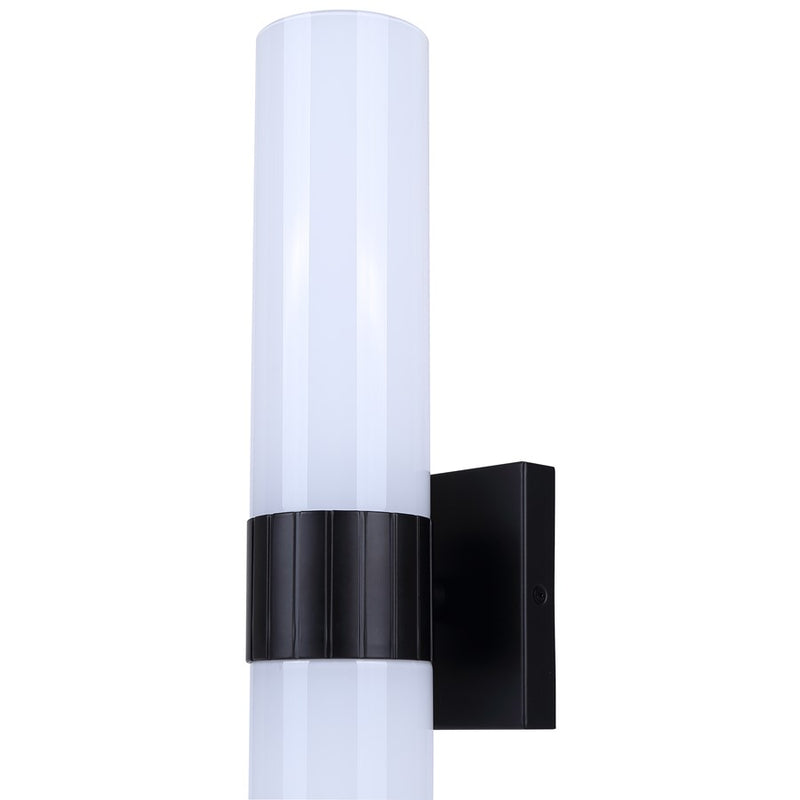 Canarm Maxine 20in 2-Light Vanity Wall Light | Modern Matte Black and Opal Glass | Bathroom & Powder Room | 4.5 x 4.75 x 20 in | Model IVL1167A02BK