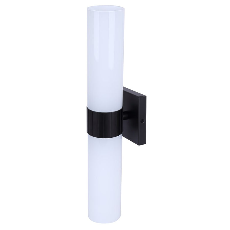 Canarm Maxine 20in 2-Light Vanity Wall Light | Modern Matte Black and Opal Glass | Bathroom & Powder Room | 4.5 x 4.75 x 20 in | Model IVL1167A02BK