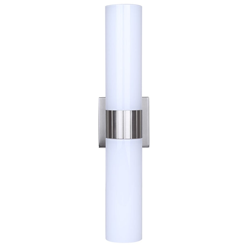 Canarm Maxine 20in 2-Light Vanity Wall Light | Modern Brushed Nickel and Opal Glass | Bathroom & Powder Room | 4.5 x 4.75 x 20 in | Model IVL1167A02BN