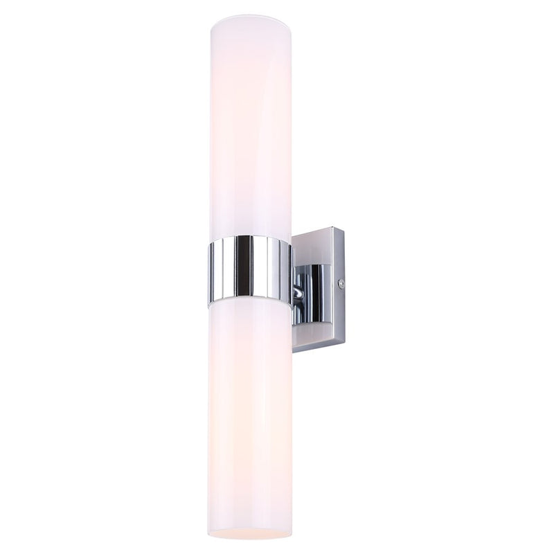 Canarm Maxine 20in 2-Light Vanity Wall Light | Modern Chrome and Opal Glass | Bathroom & Powder Room | 4.5 x 4.75 x 20 in | Model IVL1167A02CH