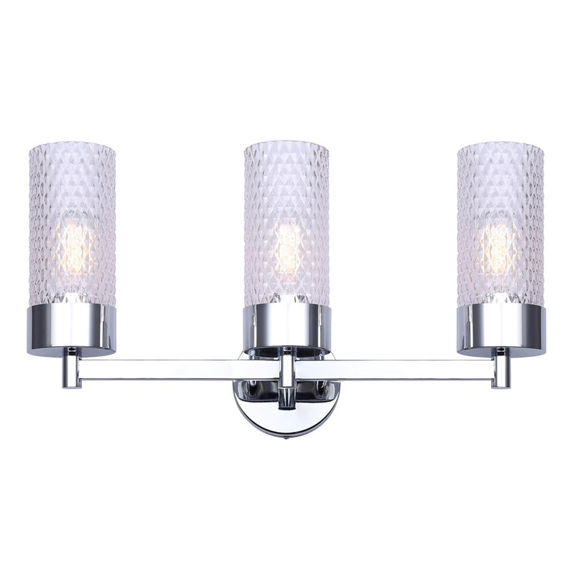 Canarm Eden 23in 3-Light Vanity | Chrome and Diamond Glass | Bathroom Vanity Light | 23.25 x 6.25 x 10.88 in | Model IVL1168A03CH