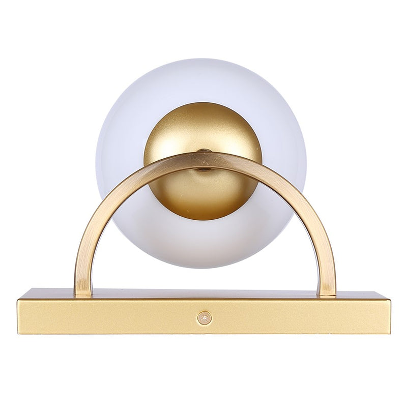 Canarm Monroe 8in 1-Light Sconce | Gold and Opal Glass | Bathroom Vanity Light | 8.25 x 6.25 x 6.75 in | Model IVL1169A01GDP