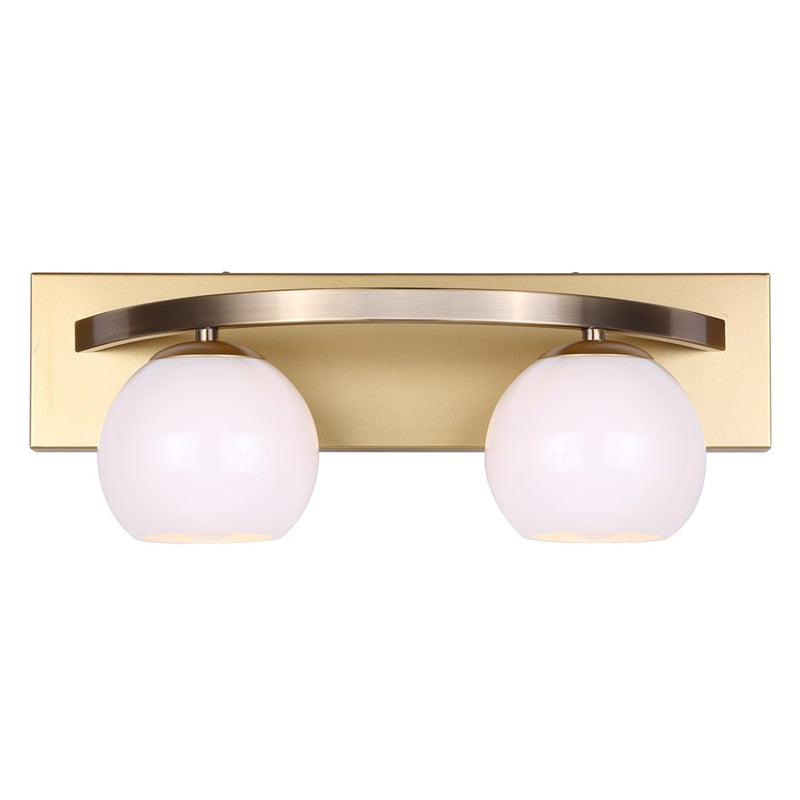 Canarm Monroe 18in 2-Light Vanity | Gold and Opal Glass | Bathroom Vanity Light | 18 x 6.5 x 6.75 in | Model IVL1169A02GDP