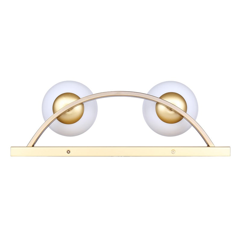 Canarm Monroe 18in 2-Light Vanity | Gold and Opal Glass | Bathroom Vanity Light | 18 x 6.5 x 6.75 in | Model IVL1169A02GDP