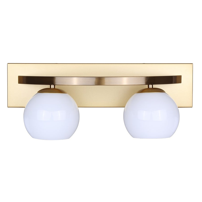 Canarm Monroe 18in 2-Light Vanity | Gold and Opal Glass | Bathroom Vanity Light | 18 x 6.5 x 6.75 in | Model IVL1169A02GDP